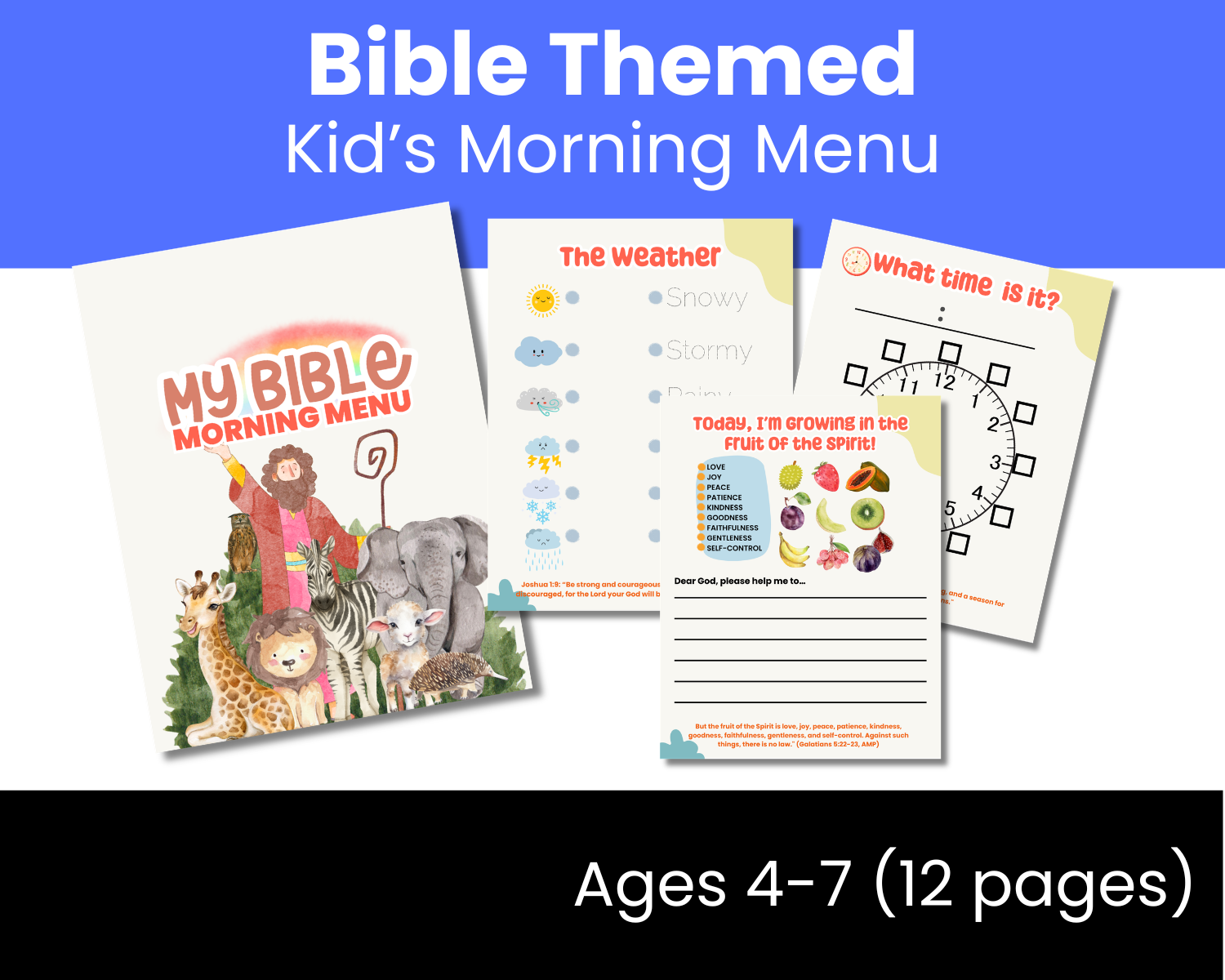 Bible Themed Morning Menu Workbook Printable