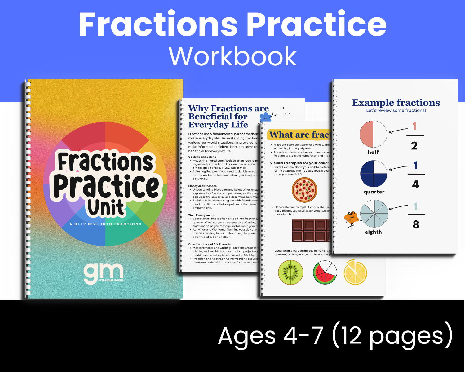 Fractions Practice Workbook Printable