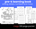 Pre-K Learning Book for Handwriting, numbers and more 100 Page Packet Printable