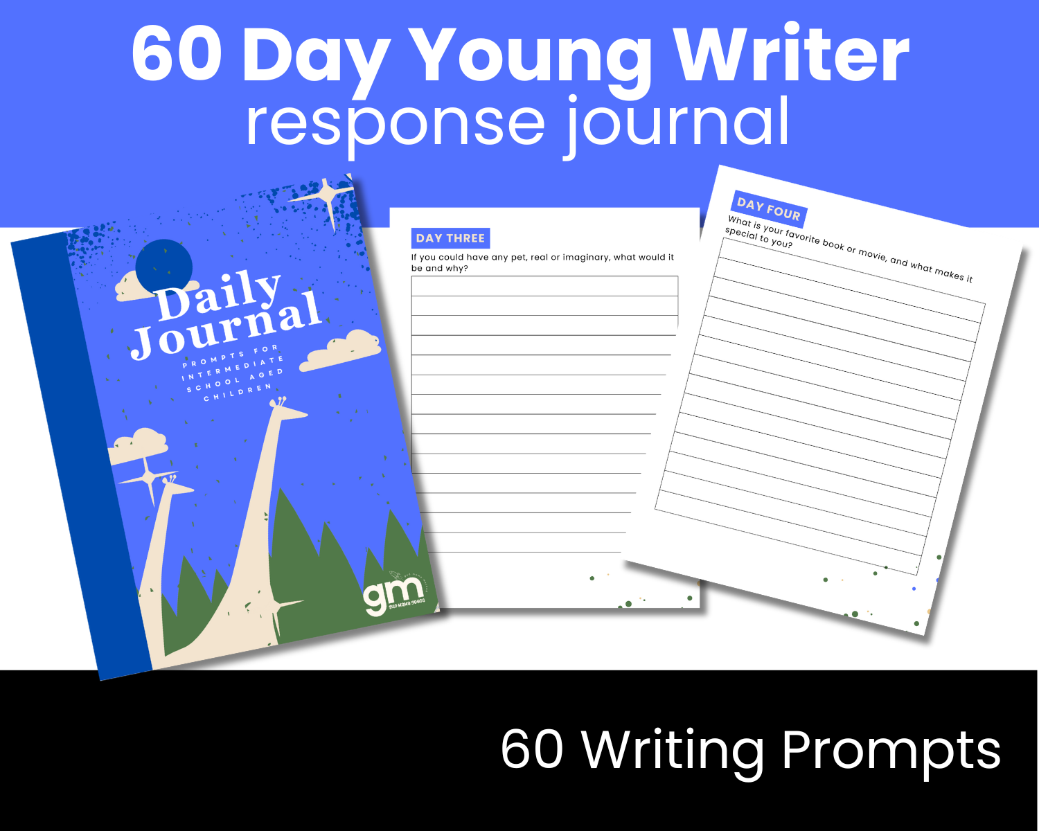 Young Writer 60 Day Writing Prompt Journal Printable