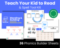 Teach Your Kid to Read Phonics, Blending and Building 36 Page Tool Kit Printable