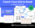 Teach Your Kid to Read Phonics, Blending and Building 36 Page Tool Kit Printable
