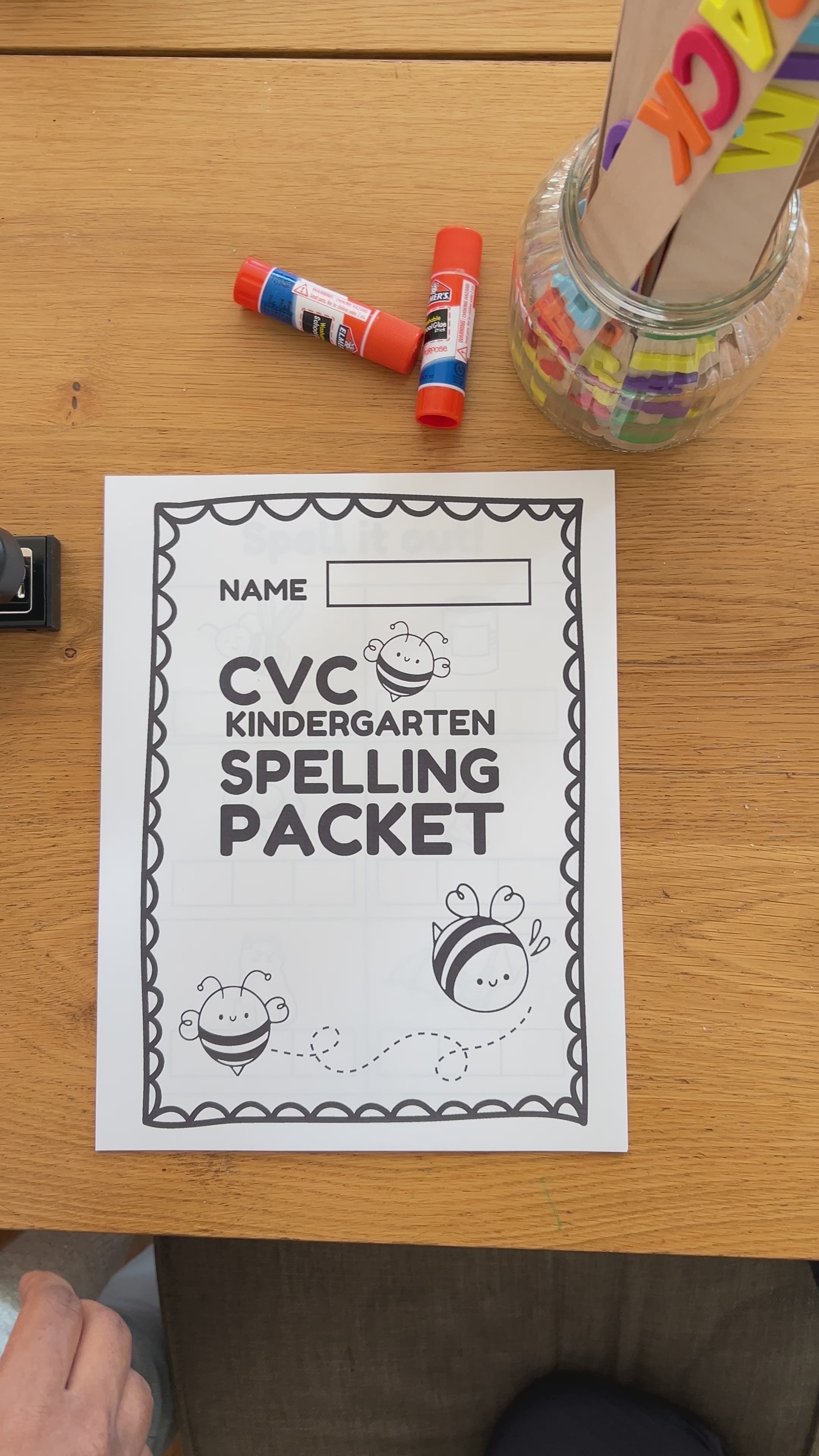 CVC Words Kinder Spelling Packet Printable